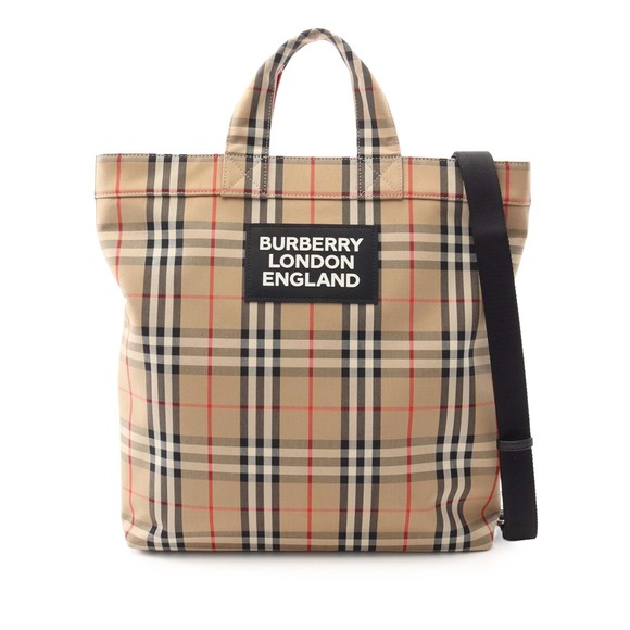 Pre-Loved Burberry House Check Nylon Artie Satchel - Picture 1 of 9